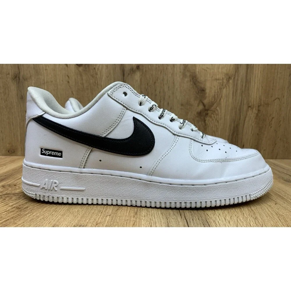 Nike Air Force 1 Low Supreme Sneaker Shoes CU9225-102 White Black Men Size 10.5